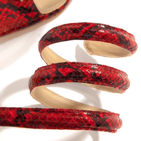 NEW๐ฅ Squared Open Toe Spiral Sandal Stiletto Heel - Picture 7 of 7